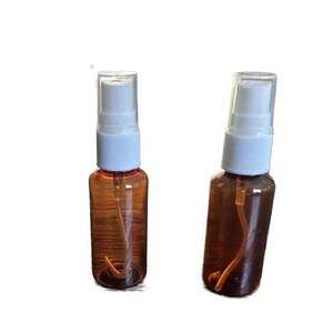 Amber 1 oz / 30 ml Boston Round PET (BPA Free) Plastic Bottle with pump-12 Pack